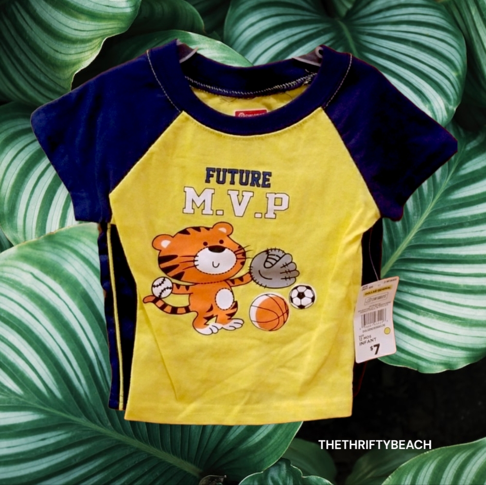 NWT Swiggles Infant Boy Future M.V.P. Sports Raglan Graphic T-Shirt Set 12M